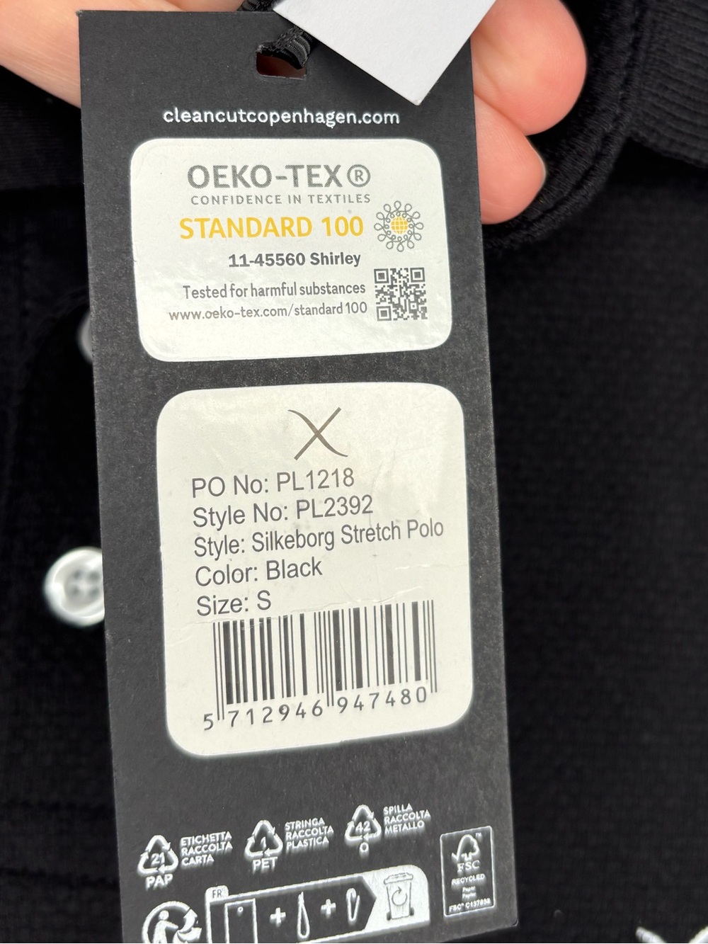 Copenhagen Stretch POLO BLACK OEKO-TEX cotton blend stretch Small elevated basic - Picture 14 of 15